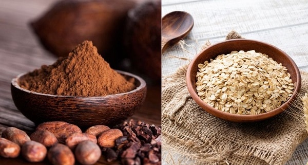 Mặt nạ từ bột ca cao với bột yến mạch sẽ giúp hạn chế nếp nhăn trên da