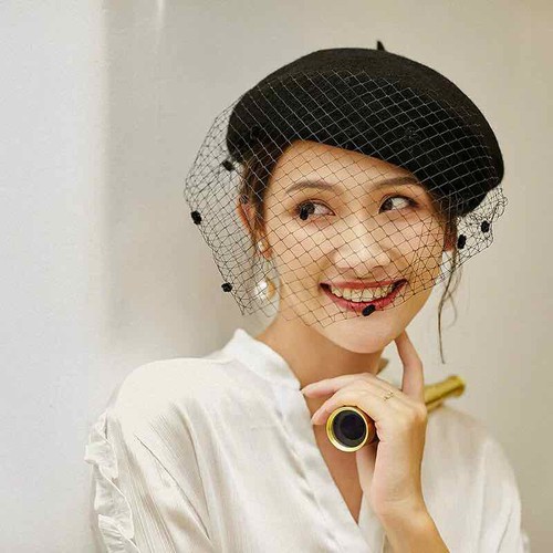 Mũ Beret phối lưới 