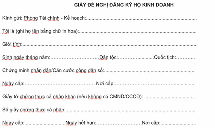 Gửi hồ sơ đề nghị đăng ký hộ kinh doanh 