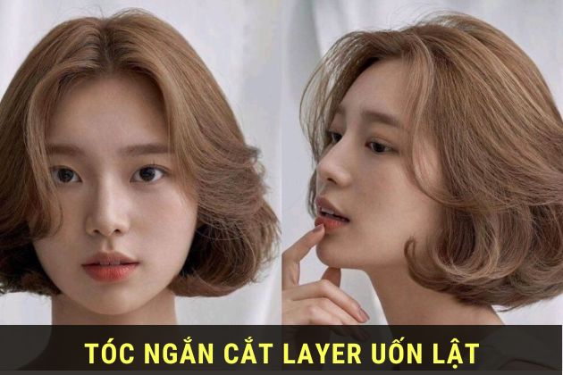 Tóc ngắn cắt layer uốn lật