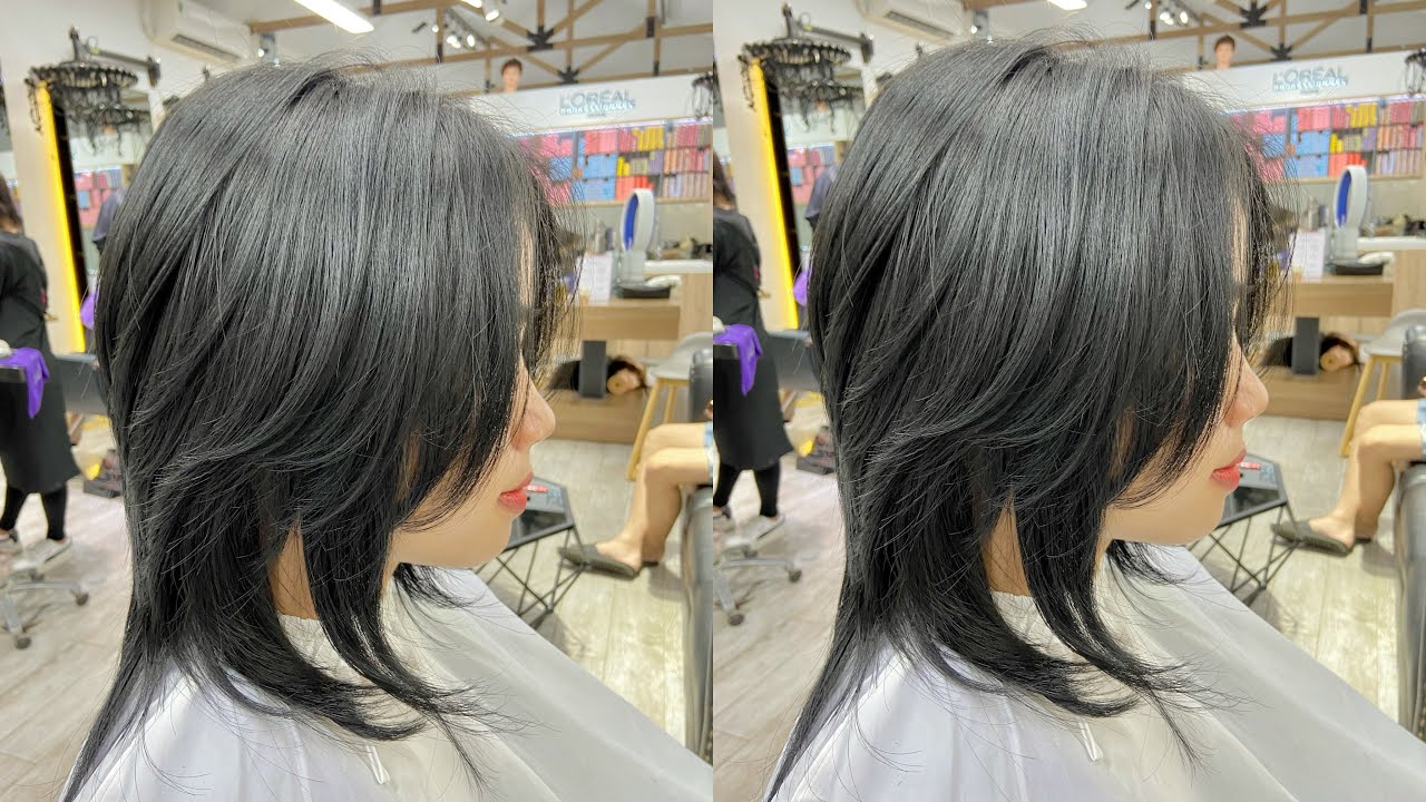 Kiểu tóc mullet layer nữ mặt dài tóc ngắn